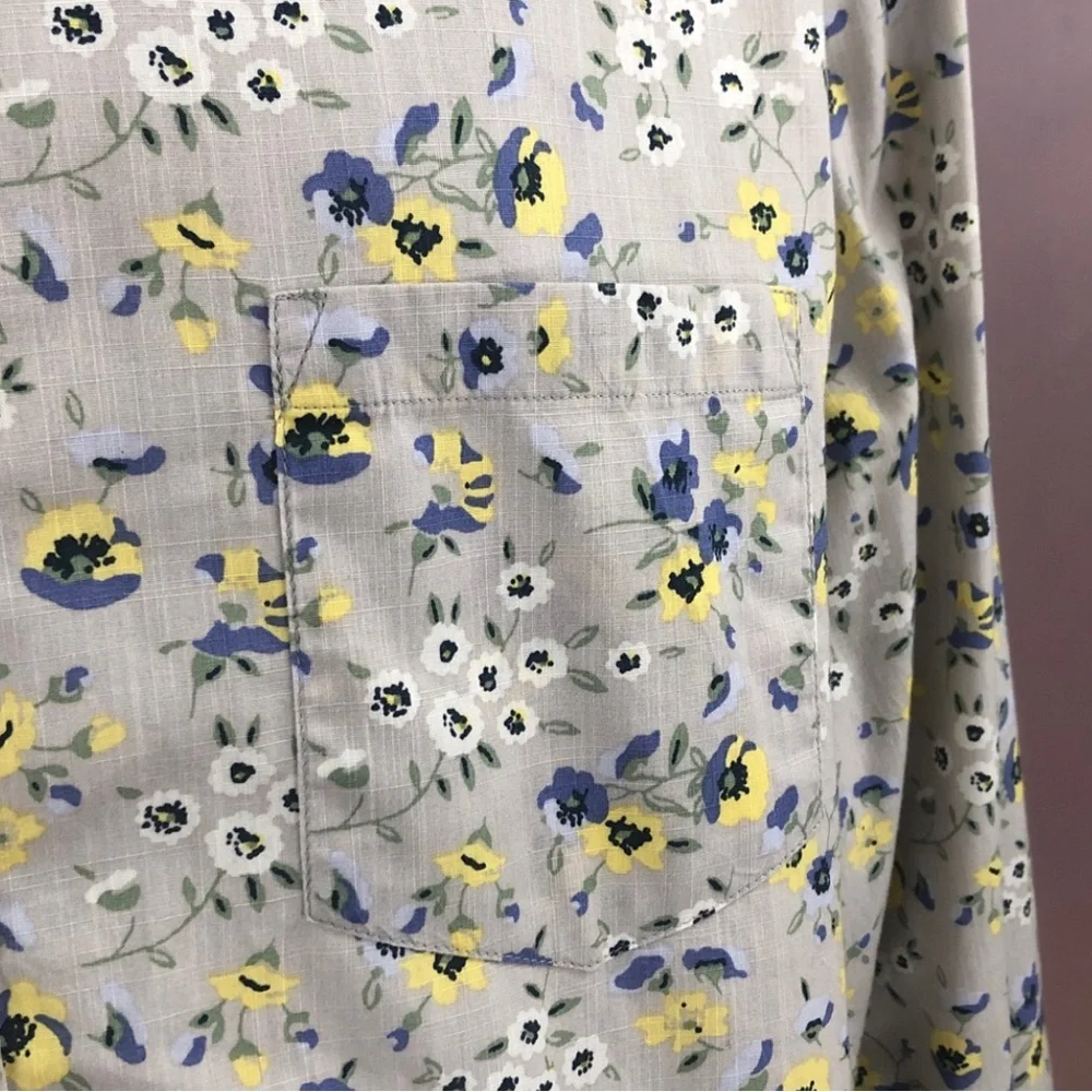 J. Crew Gray Floral Button Down Shirt
